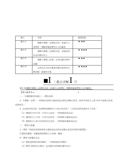 重难点大汇总高一物理(人教版必修1)：专题四牛顿运动定律含解析.docx