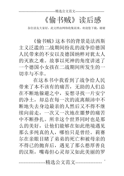 《偷书贼》读后感