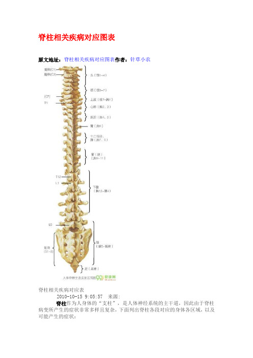 脊柱相关疾病对应图表