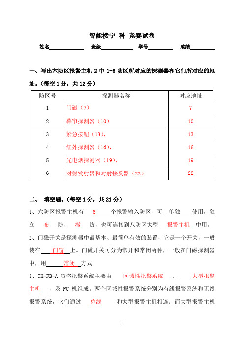 技能竞赛《智能楼宇》参考答案