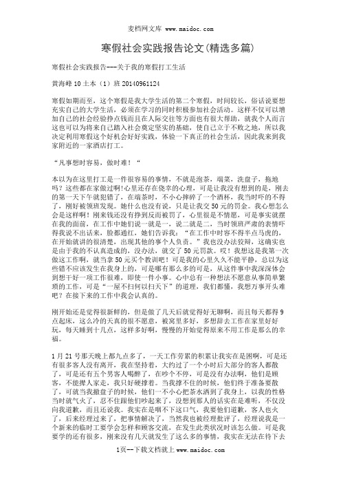 寒假社会实践报告论文(精选多篇)