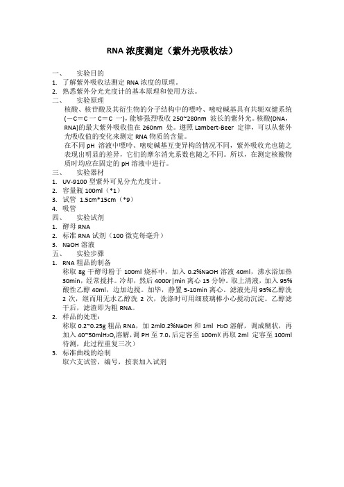 RNA浓度测定(紫外光吸收法)