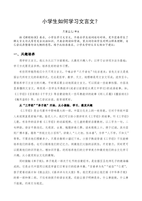 小学生学习文言文方法