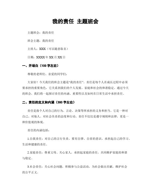 我的责任 主题班会