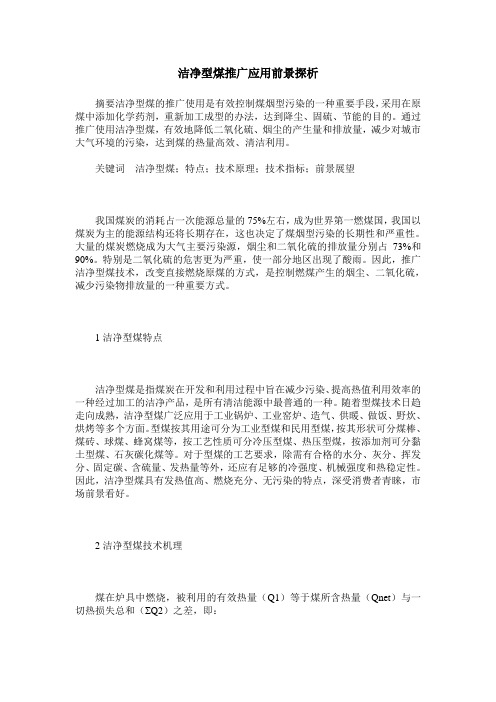 洁净型煤推广应用前景探析