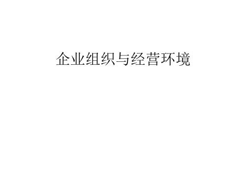 企业组织与经营环境教材(PPT 58张)