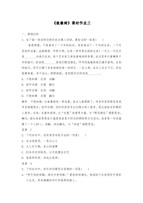 高中语文《致橡树》课时课后作业测试题三