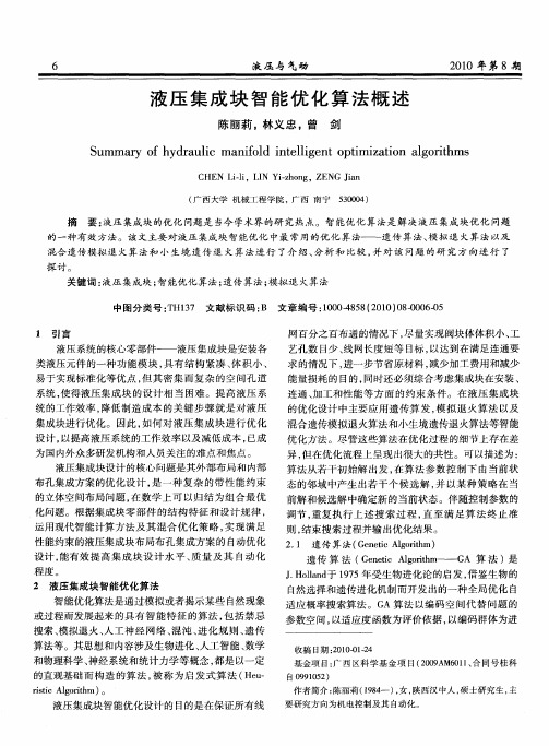 液压集成块智能优化算法概述
