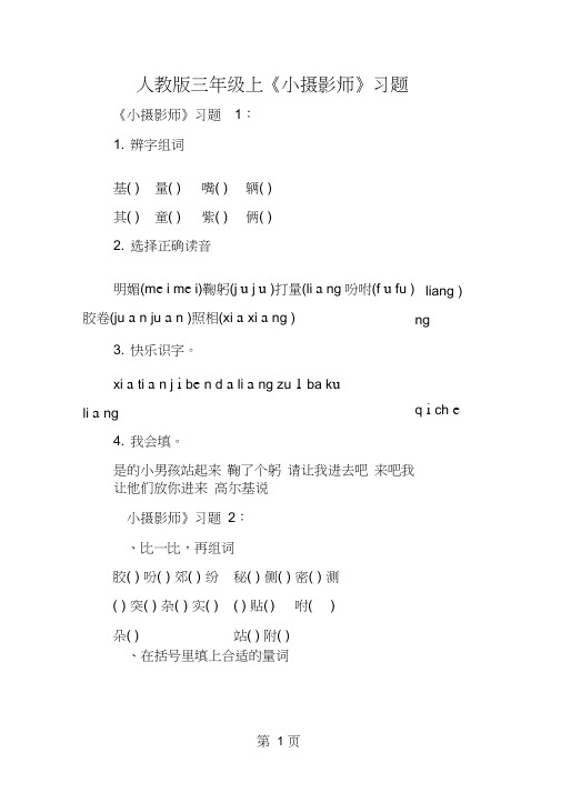 人教版三年级上《小摄影师》习题