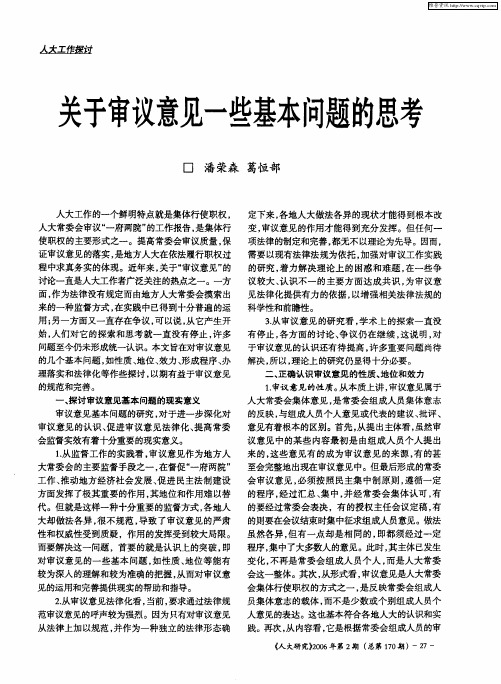 关于审议意见一些基本问题的思考