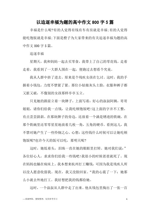 以追逐幸福为题的高中作文800字5篇