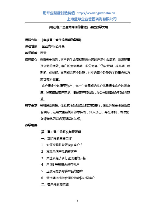 电信客户全生命周期的管理1