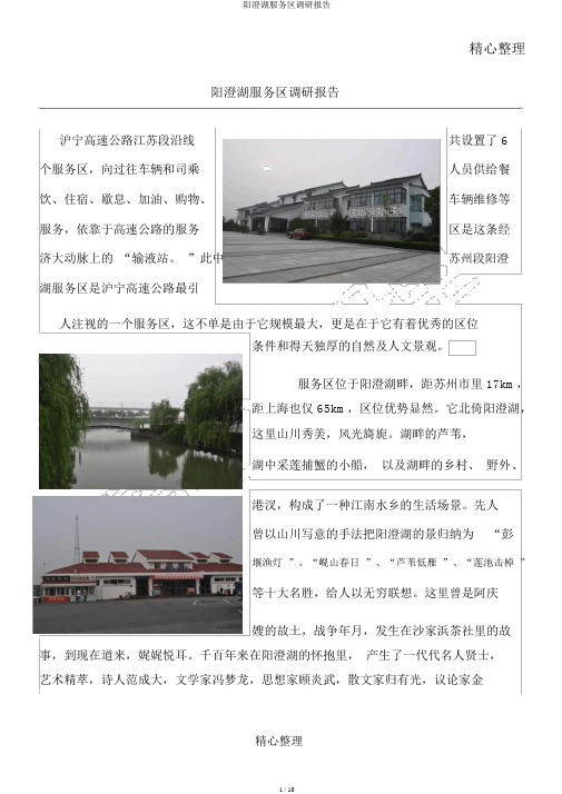 阳澄湖服务区调研报告