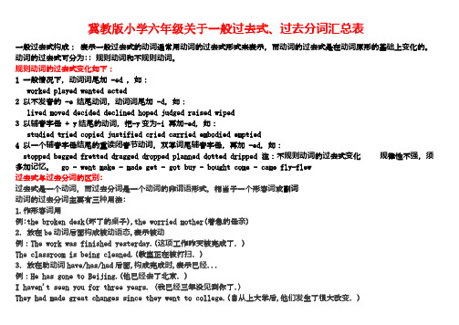 冀教版小学六年级关于一般过去式、过去分词表(全)