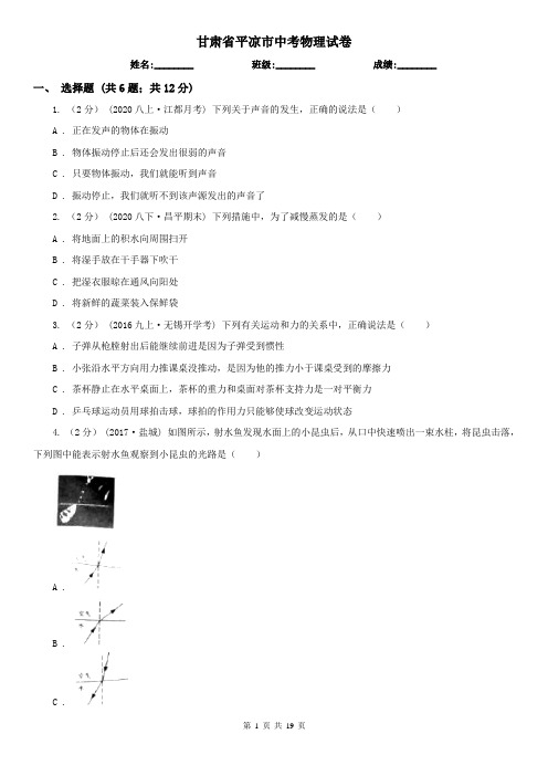 甘肃省平凉市中考物理试卷