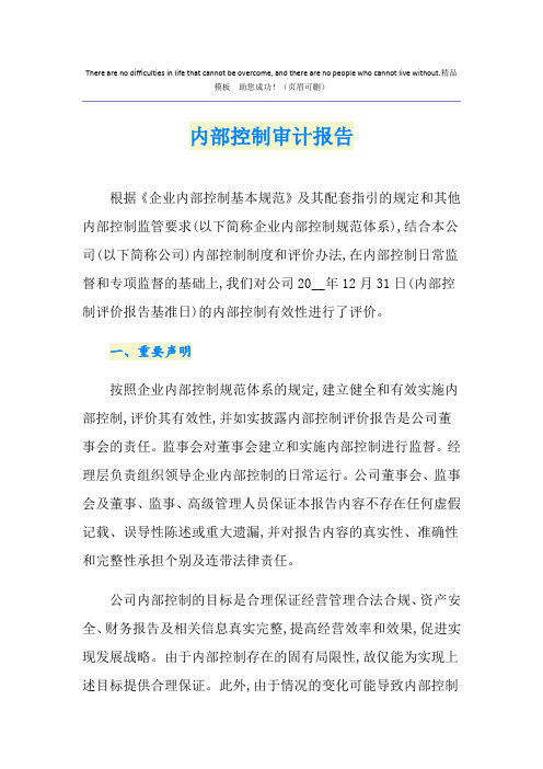 内部控制审计报告