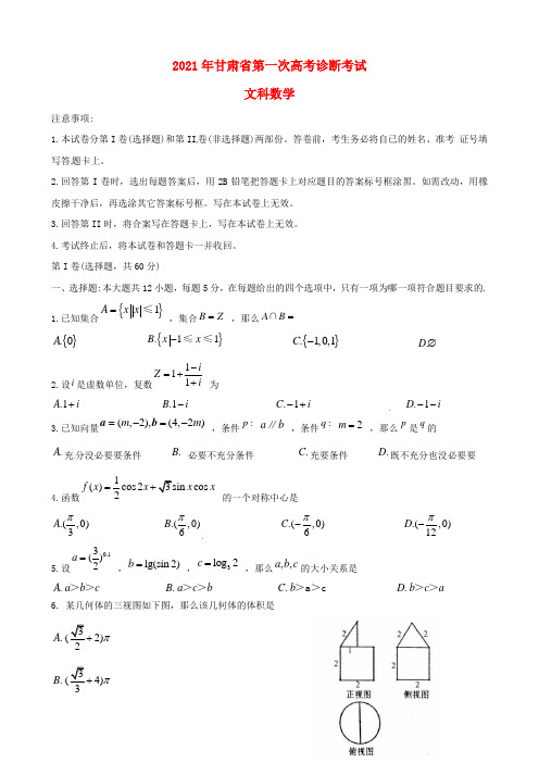甘肃省高三数学第一次诊断考试试题文