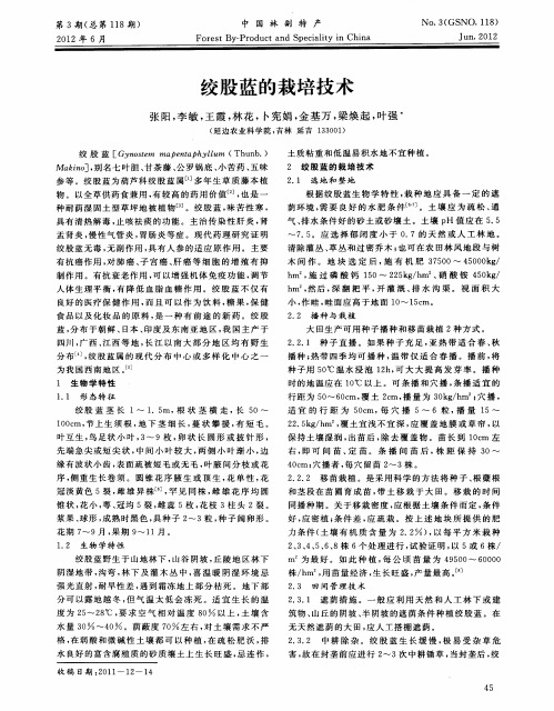 绞股蓝的栽培技术
