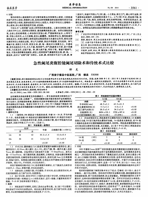 急性阑尾炎腹腔镜阑尾切除术和传统术式比较