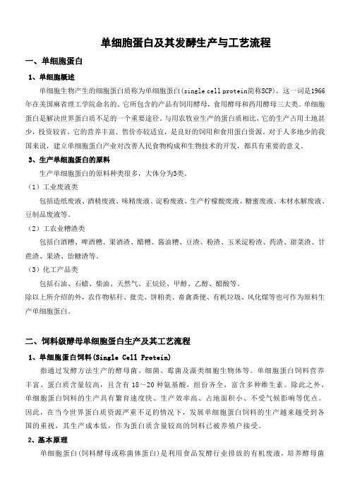 单细胞蛋白及其发酵生产与工艺流程
