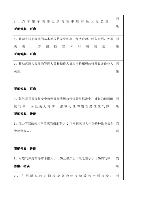 移动式压力容器判断、选择部分题库