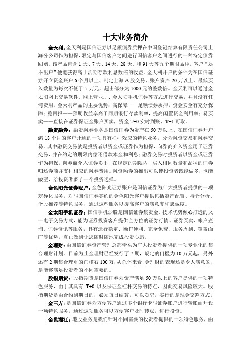 十大业务简介