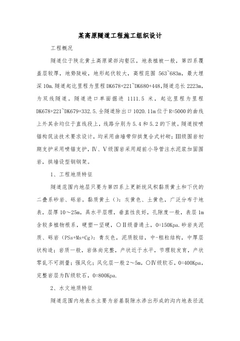 某高原隧道工程施工组织设计.doc