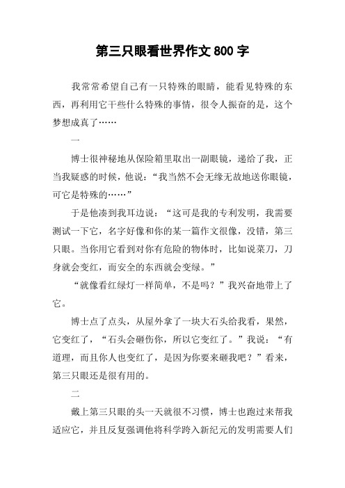 第三只眼看世界作文800字