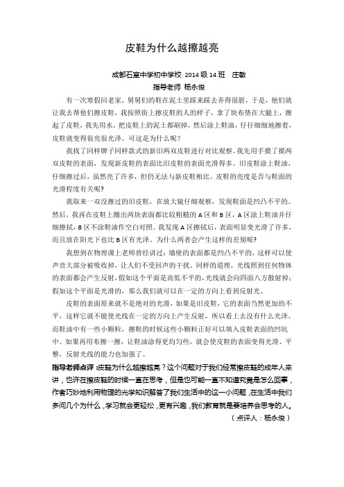 皮鞋为什么越擦越亮2014级14班庄敏