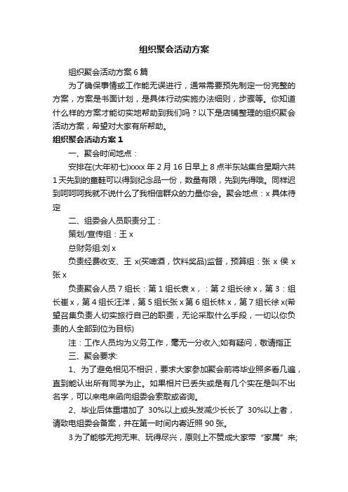 组织聚会活动方案