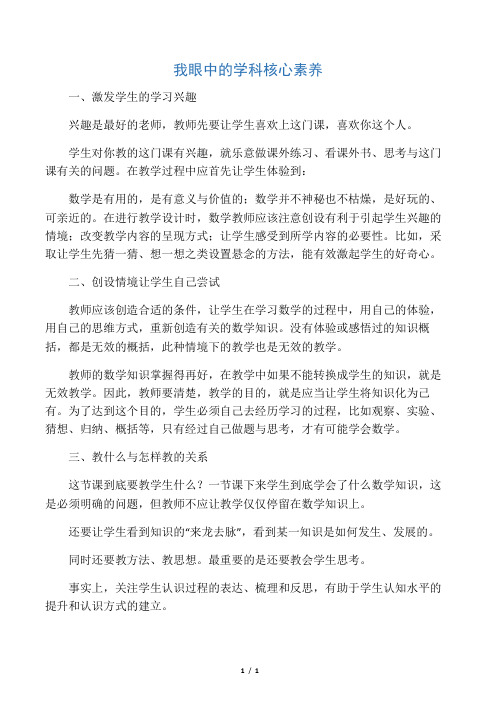 我眼中的学科核心素养