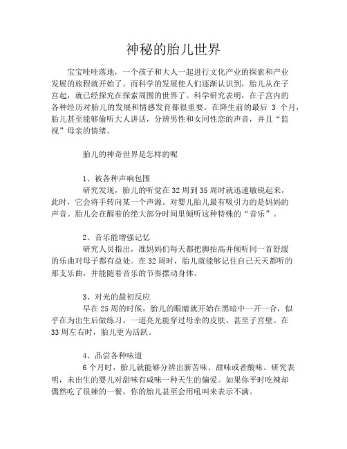 育儿知识-神秘的胎儿世界