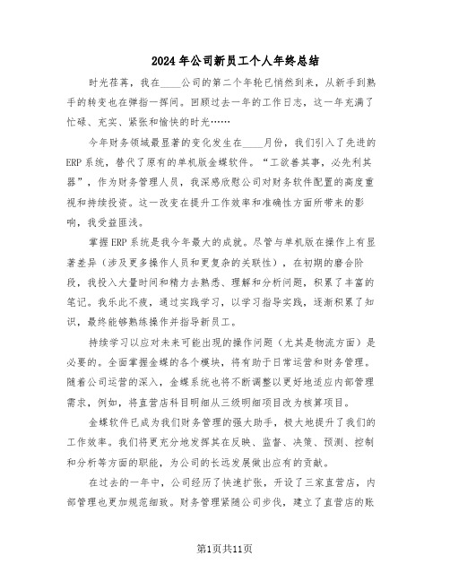 2024年公司新员工个人年终总结（5篇）