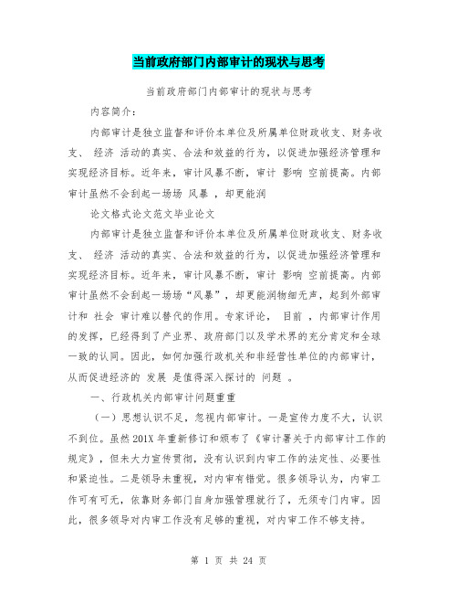 当前政府部门内部审计的现状与思考