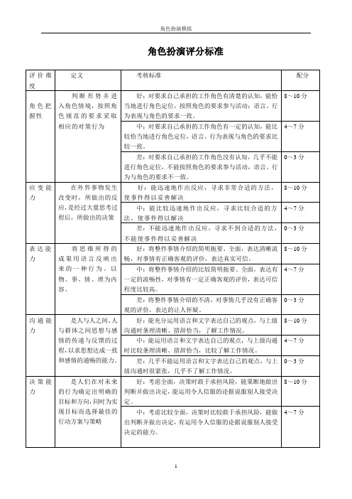 角色扮演评分标准