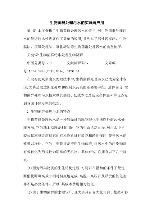 生物菌群处理污水实践应用