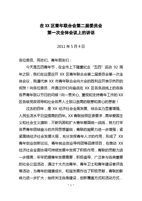 在青联换届会议上的讲话