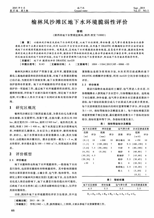 榆林风沙滩区地下水环境脆弱性评价