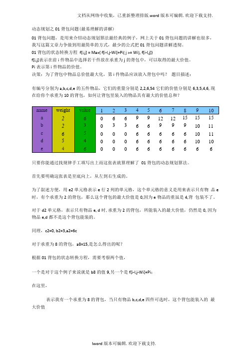 背包较好理解的讲解