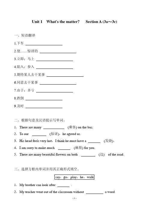 人教新目标英语八年级下册 Unit 1 Section A (3a—3c) 同步练习含答案
