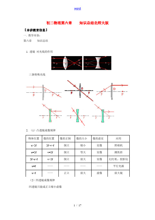 八年级物理第六章    知识总结北师大版知识精讲