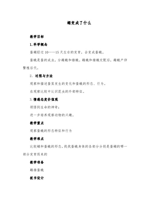 推荐精品小学科学教科版三年级下册《蛹变成了什么》优质课教案1 (1)