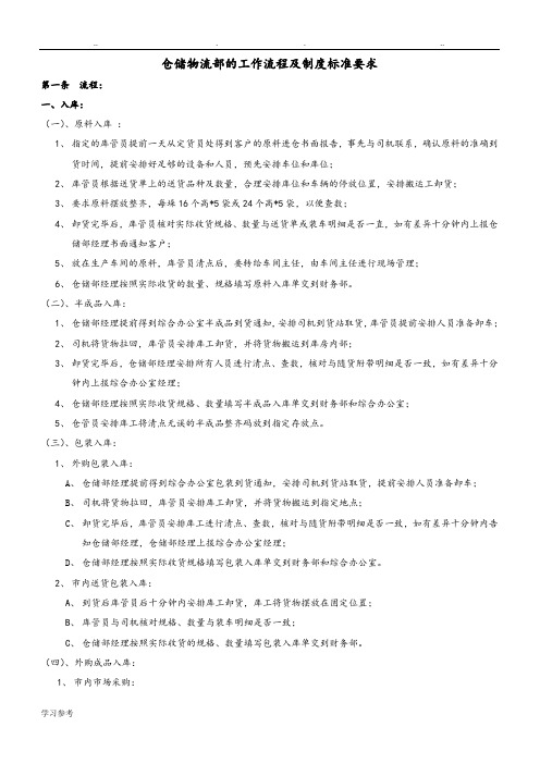 仓储物流部工作流程图