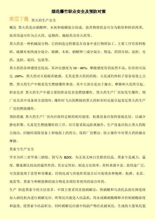 烟花爆竹职业安全及预防对策