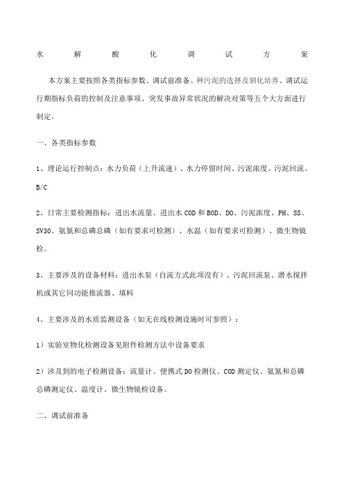 水解酸化池调试方案