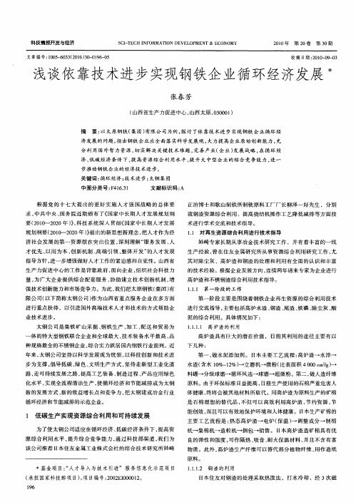 浅谈依靠技术进步实现钢铁企业循环经济发展