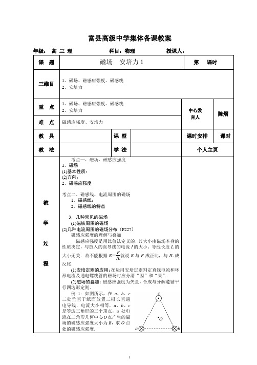 一轮复习教案磁场  安培力1