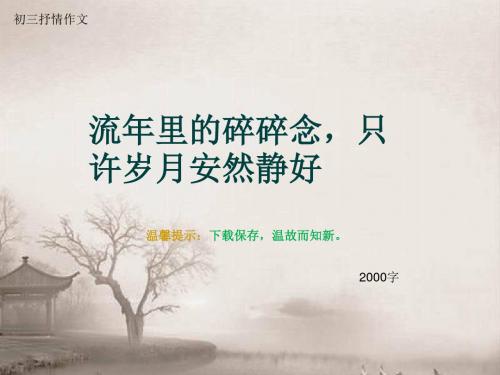 初三抒情作文《流年里的碎碎念,只许岁月安然静好》2000字(总19页PPT)