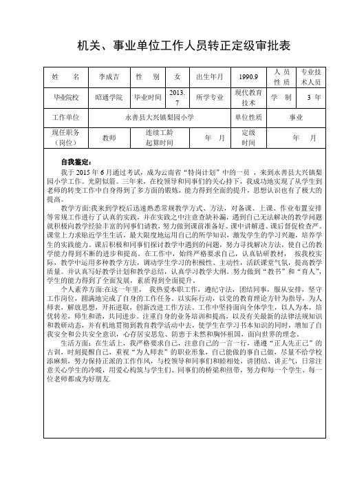 转正定级审批表