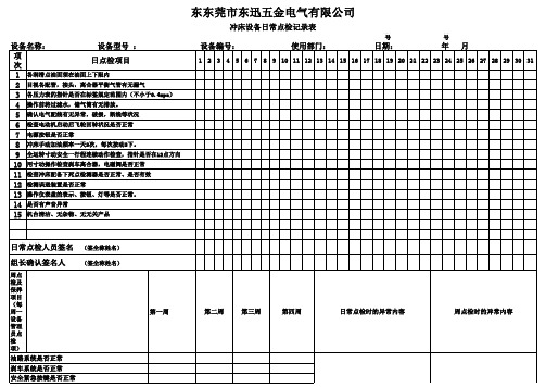 冲床点检记录表